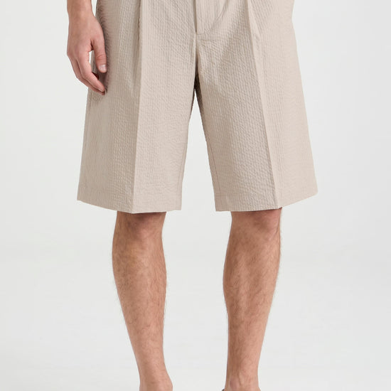 Seersucker Bermuda Shorts with Drawstring - MONTEZEMOLO