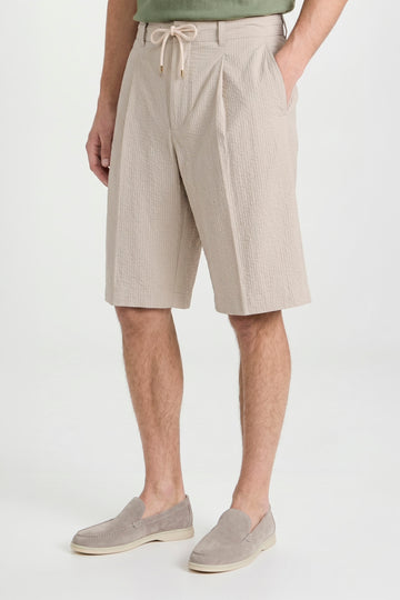 Seersucker Bermuda Shorts with Drawstring - MONTEZEMOLO