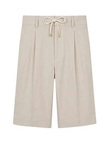 Seersucker Bermuda Shorts with Drawstring