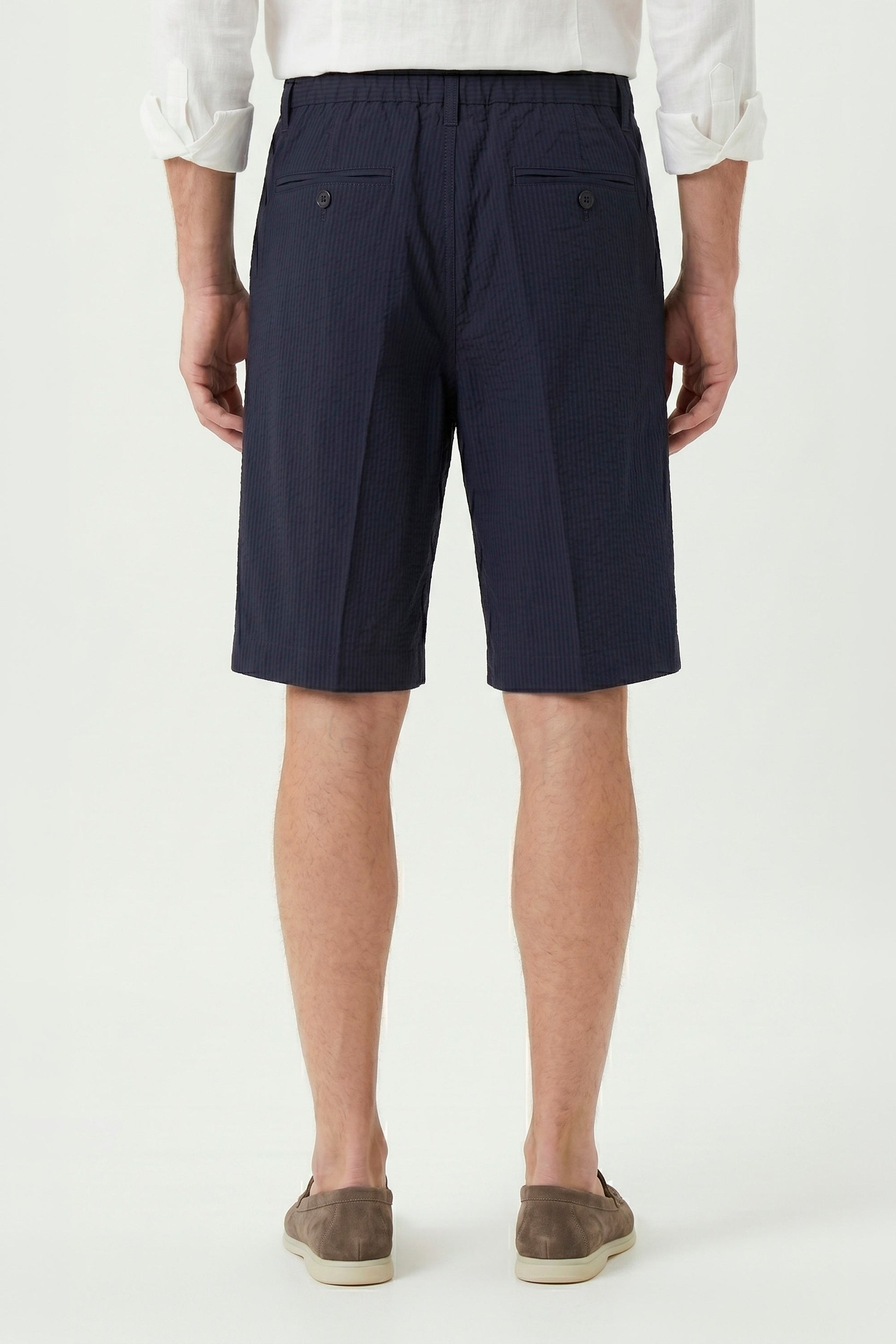 Seersucker Bermuda Shorts with Drawstring - MONTEZEMOLO