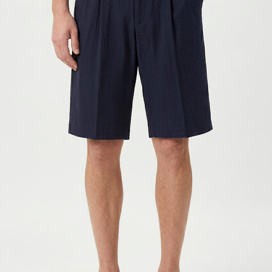 Seersucker Bermuda Shorts with Drawstring - MONTEZEMOLO