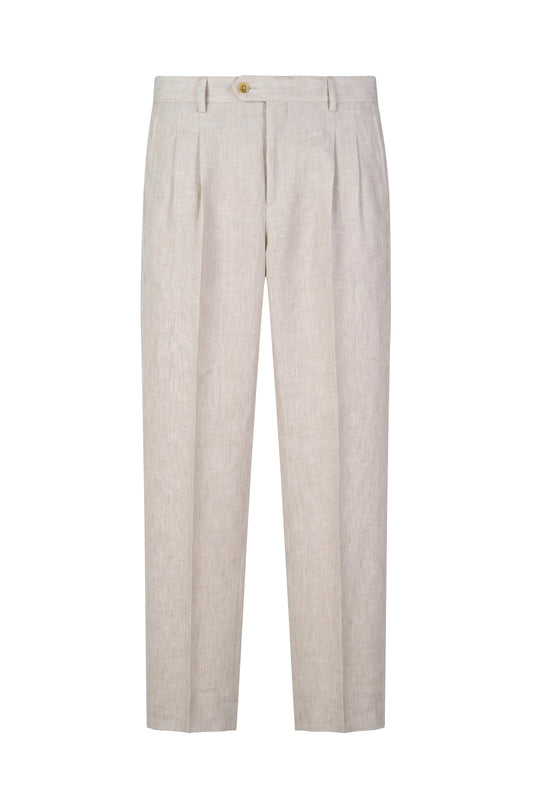 Pure linen double pleats wide-leg trousers - MONTEZEMOLO
