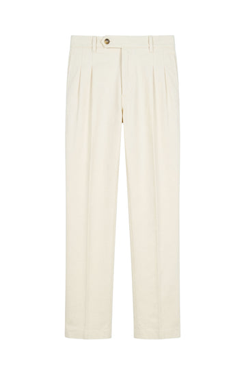 Two-pleat bull-denim stretch trousers