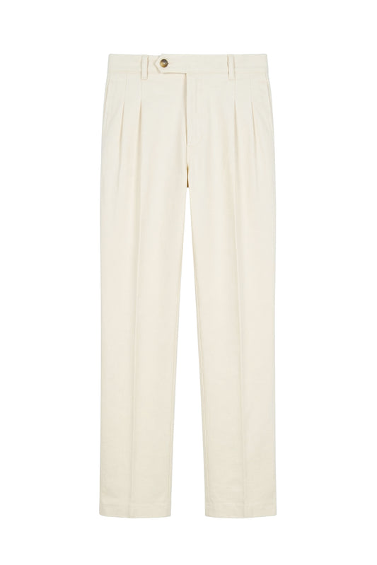 Pantaloni in cotone bull stretch con pinces
