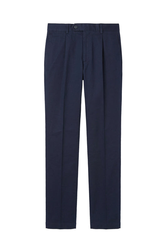 Single pleat stretch cotton trousers