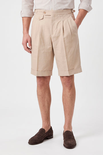 Cotton & Linen Wide-Fit Bermuda Shorts