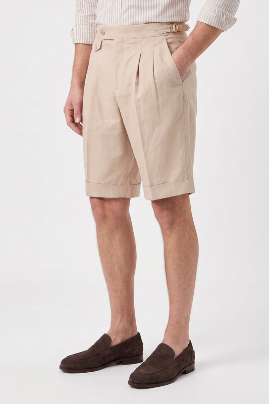Cotton & Linen Wide-Fit Bermuda Shorts