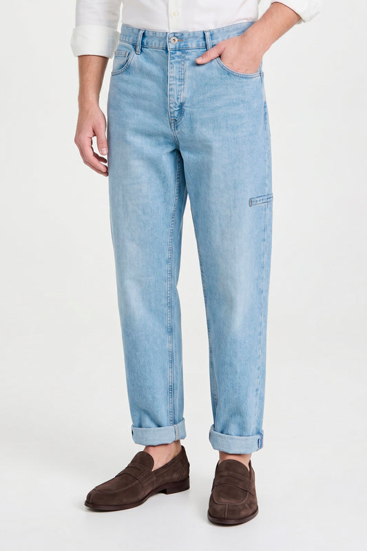 Faded-Denim Five-pocket trousers