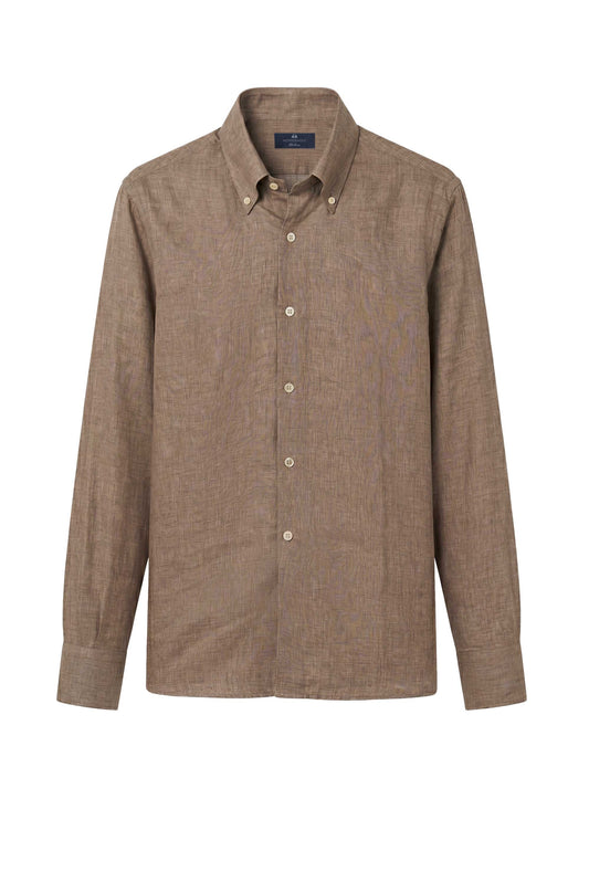 Pure linen button-down spear collar shirt - MONTEZEMOLO