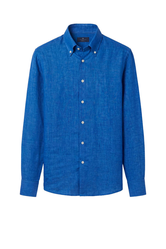 Pure linen button-down spear collar shirt - MONTEZEMOLO