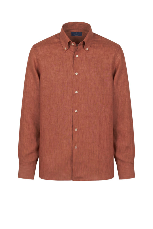 Pure linen button-down spear collar shirt - MONTEZEMOLO