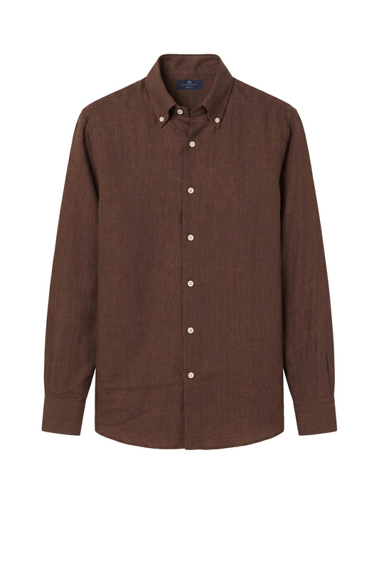 Pure linen button-down spear collar shirt - MONTEZEMOLO