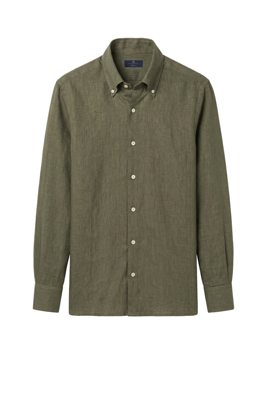 Pure linen button-down spear collar shirt - MONTEZEMOLO