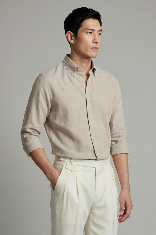 Camicia button-down in lino