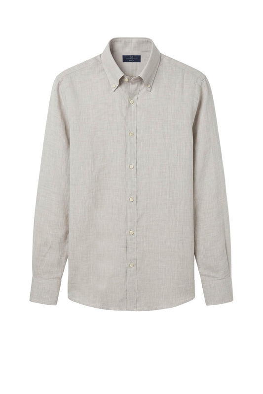 Pure linen button-down spear collar shirt - MONTEZEMOLO