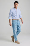 Button-down seersucker cotton striped shirt