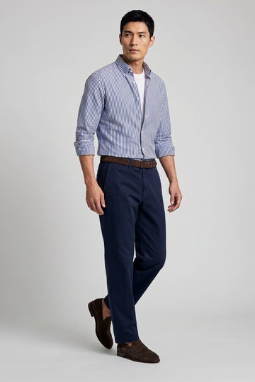 Button-down seersucker cotton striped shirt
