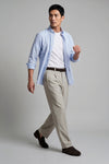 Button-down seersucker cotton striped shirt