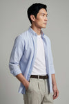 Button-down seersucker cotton striped shirt