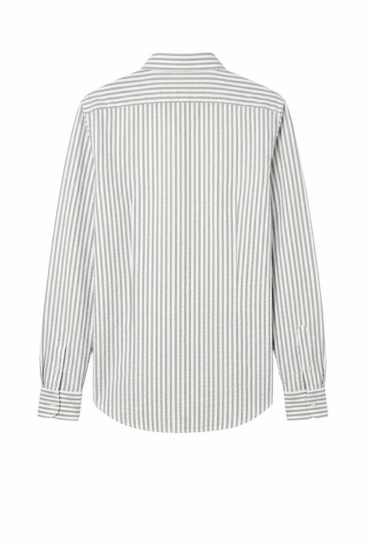 Camicia button-down in cotone seersucker a righe