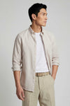 Button-down seersucker cotton striped shirt