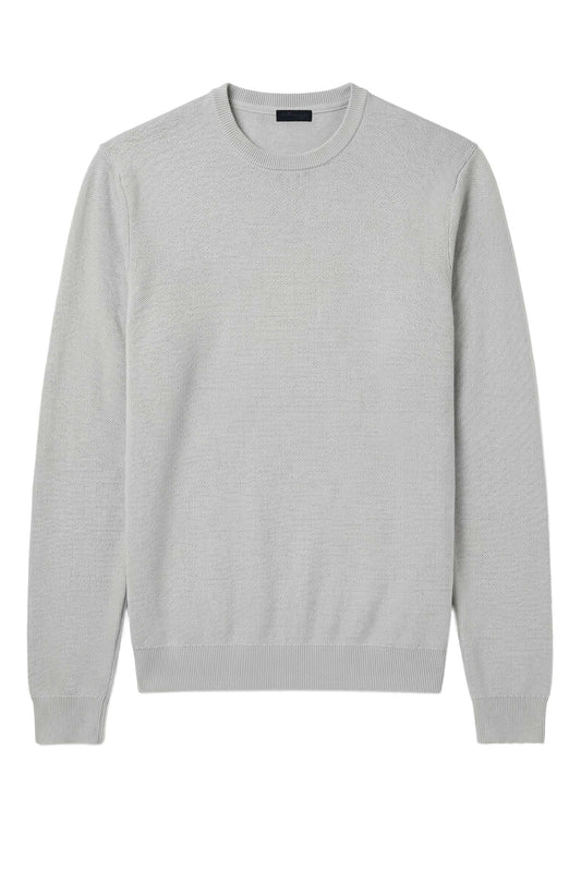 Rice-stitch cotton crew neck sweater - MONTEZEMOLO