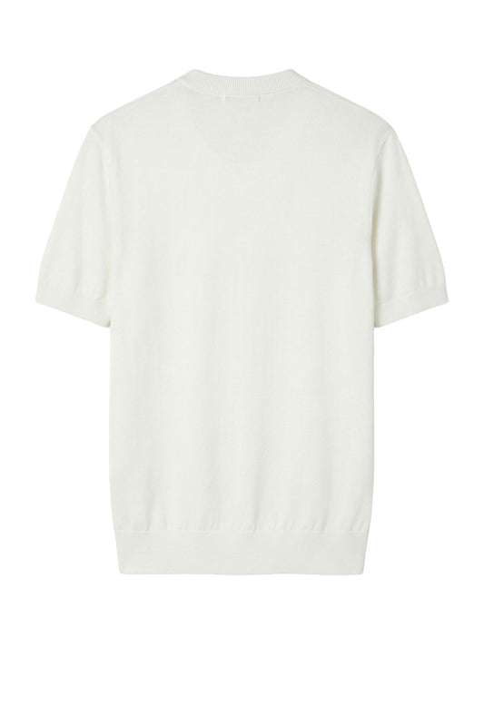 Short-sleeve crew neck sweater in crepe cotton - MONTEZEMOLO