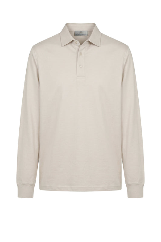 Long sleeve cotton and modal polo