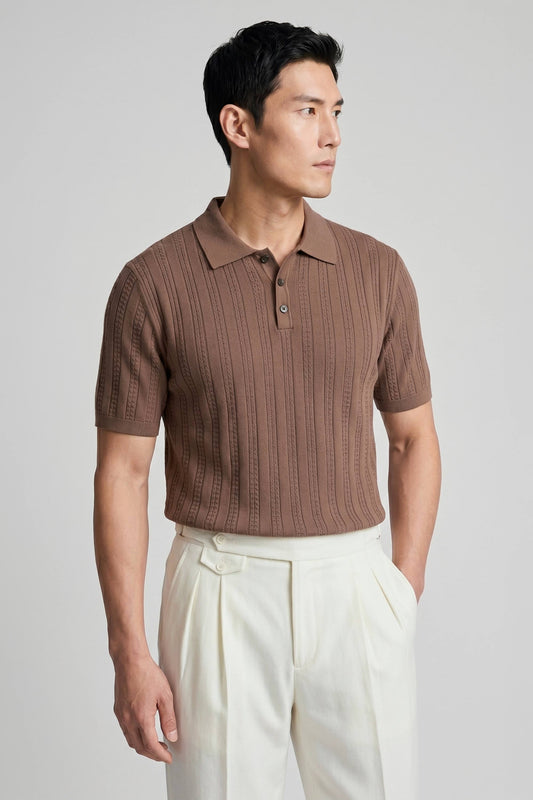 Polo intreccio in cotone crepe