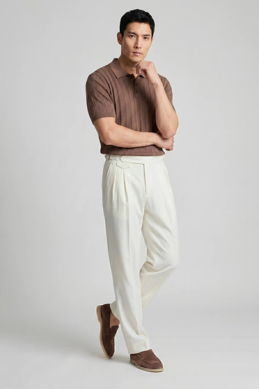 Polo intreccio in cotone crepe