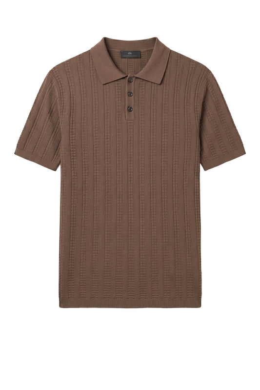 Textured knit crepé cotton polo