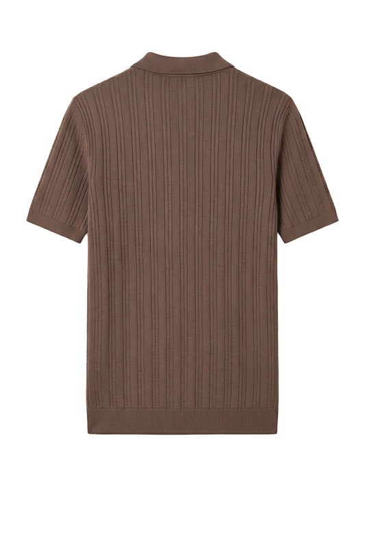 Textured knit crepé cotton polo