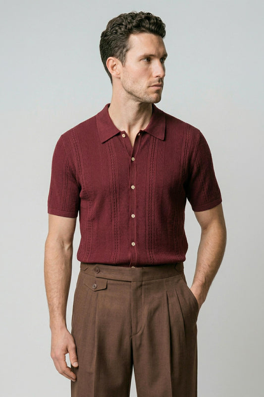 Texture-Knit t-shirt in crepe cotton