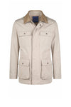 Lined Four-Pocket Field Jacket with Leather Collar