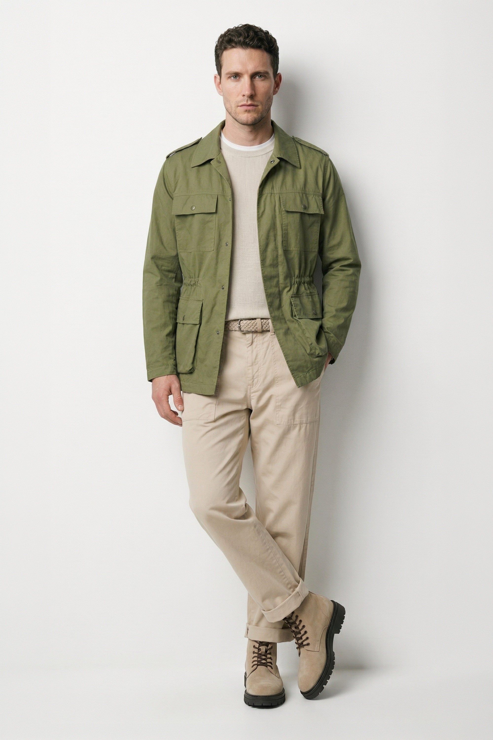 semoh 2023SS WIDE COLLAR JACKET グリーン Lined four-pocket sahariana jacket – MONTEZEMOLO