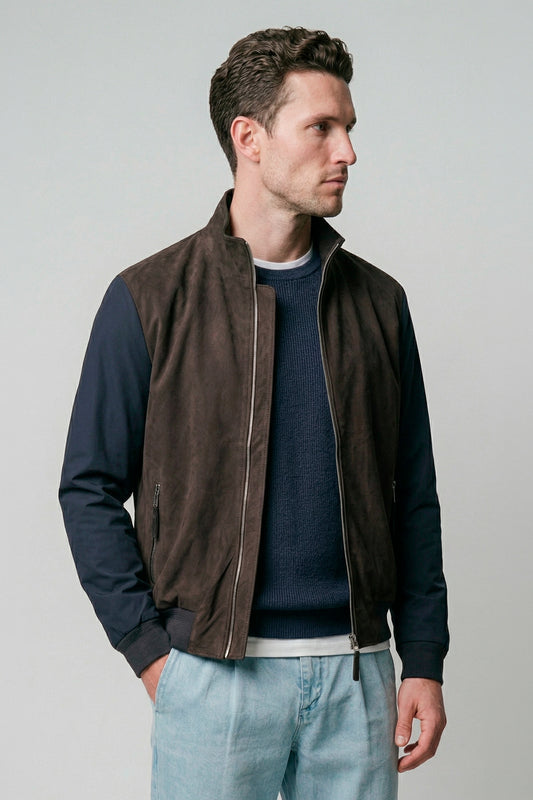 Bomber jacket with suede front - MONTEZEMOLO