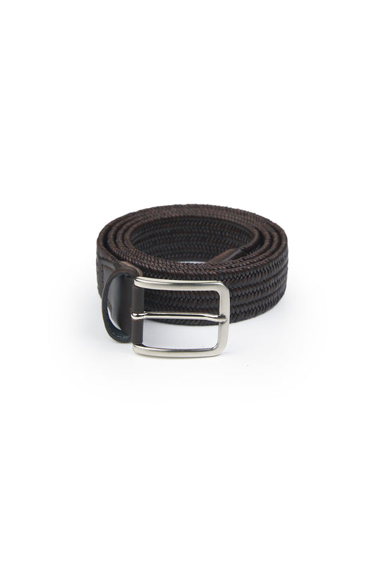 Braided elastic leather belt - MONTEZEMOLO