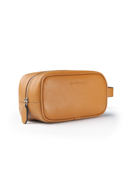 Beauty case in pelle martellata