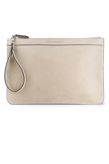 Nubuck leather zip pouch