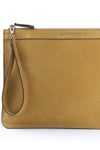 Nubuck leather zip pouch