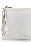 Pochette in tessuto e pelle