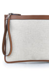 Pochette in tessuto e pelle
