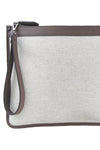 Pochette in tessuto e pelle