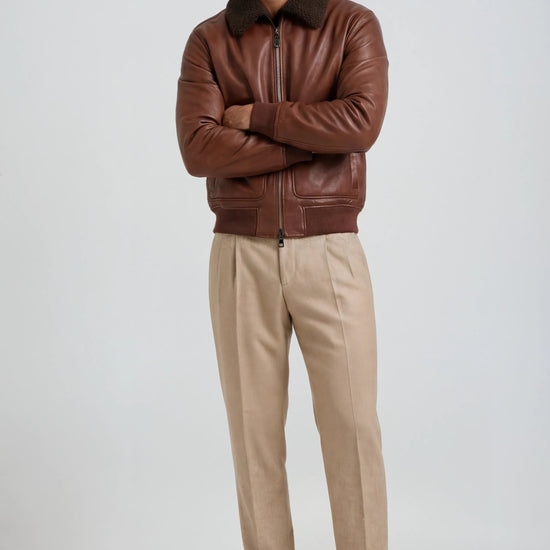 Leather Shearling Bomber Jacket - MONTEZEMOLO