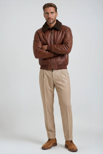 Leather Shearling Bomber Jacket - MONTEZEMOLO
