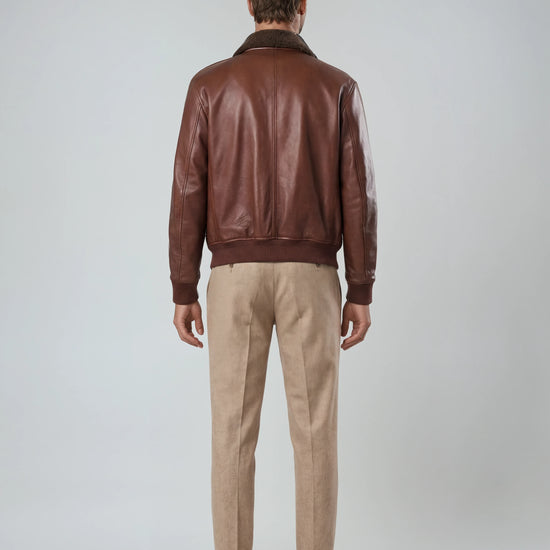 Leather Shearling Bomber Jacket - MONTEZEMOLO