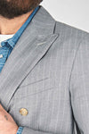 Doublebreasted Striped Linen, Silk & Wool Jacket