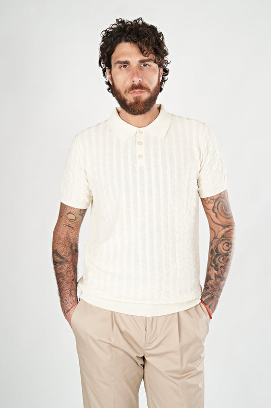 Buttoned Ribbed Polo