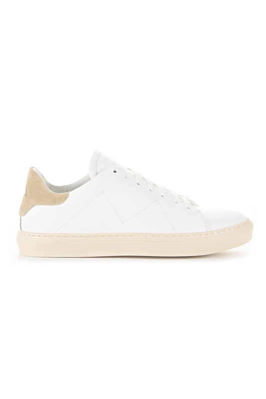 White Drummed Leather Sneakers