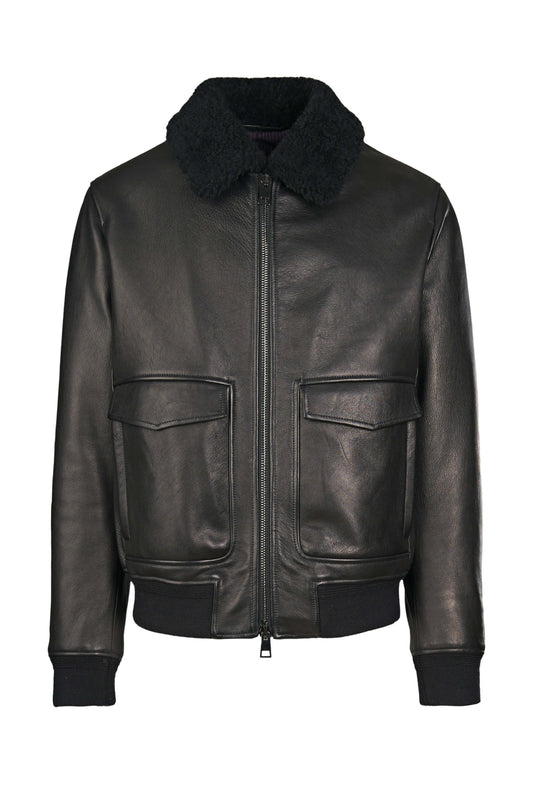 Nappa-effect Shearling Bomber Jacket - MONTEZEMOLO